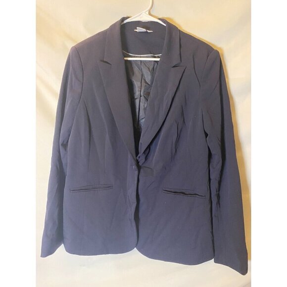 Liz Claiborne Business Jacket Blazer Womens Size 14 Navy One Button Office L - Picture 1 of 3